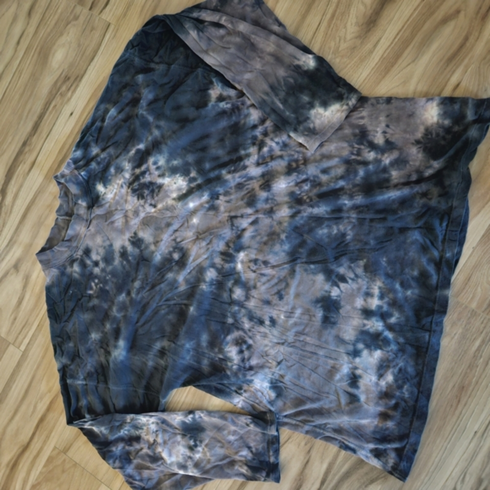 Free People Tie-Dye Long Sleeve Shirt Large Grey Violet